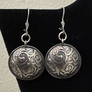 Elegant Textured Sterling Silver Drop Earrings